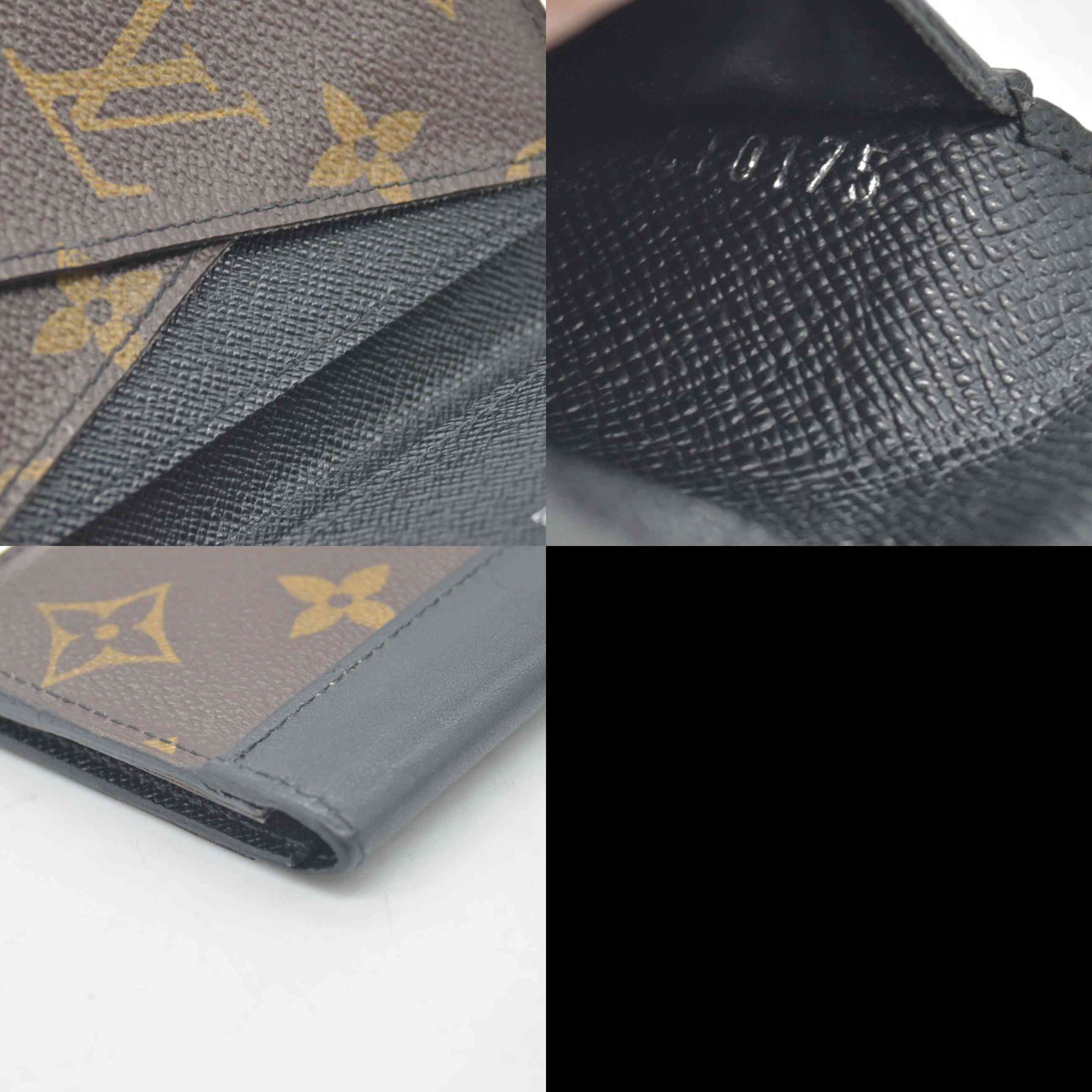 $520 2015 Louis Vuitton Monogram Macassar Organizer de Poche Black × Brown Card Case CT0175