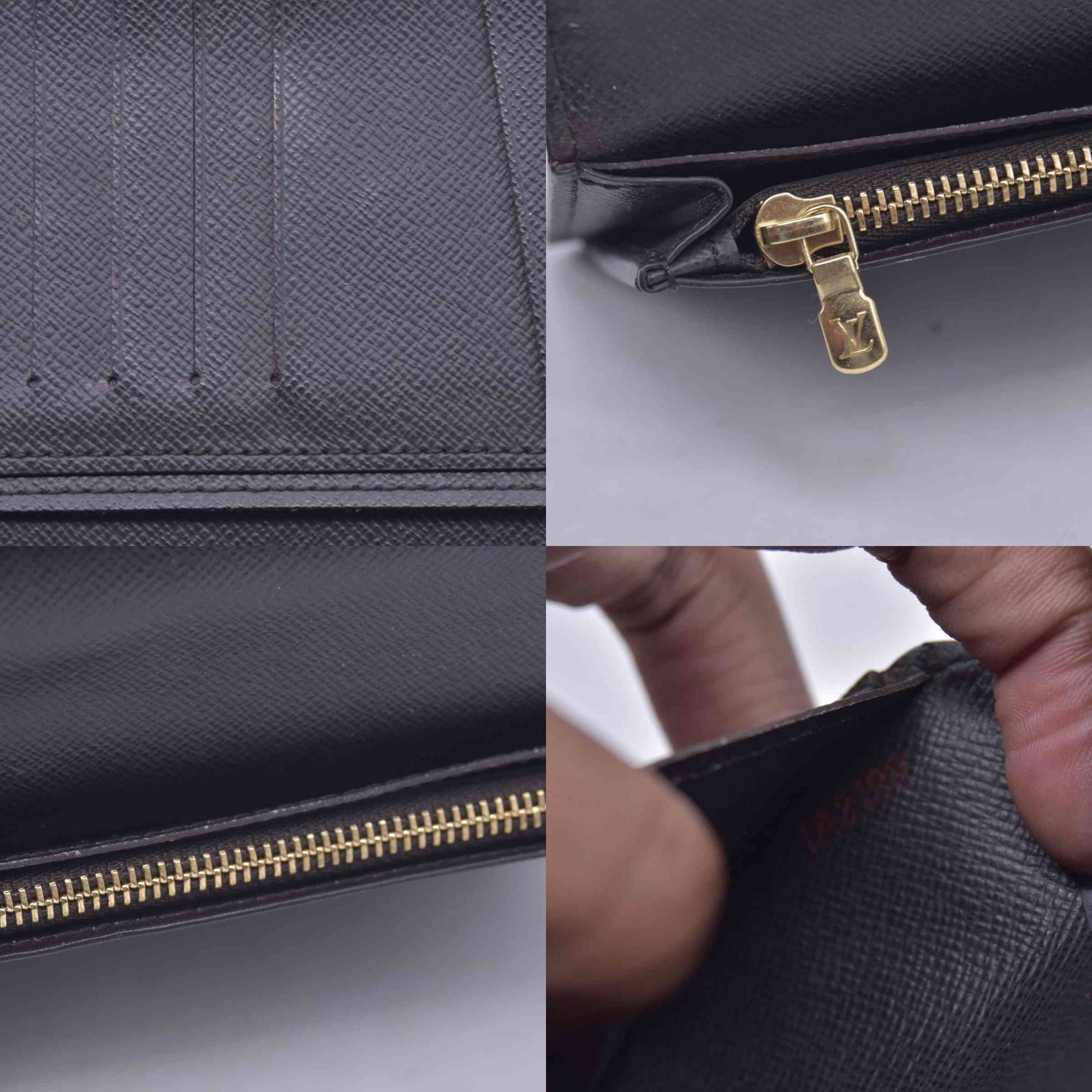 $680 LOUIS VUITTON Damier Ebene Portefeuille International Wallet Brown CONSIGNMENT 10021568