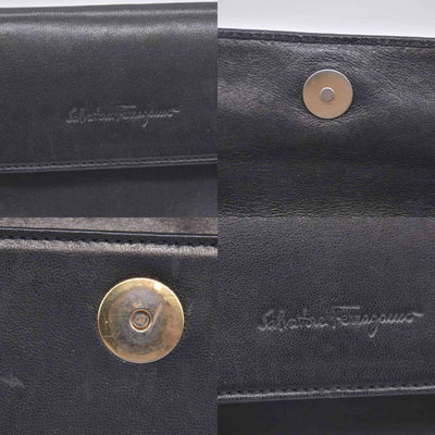 $850 SALVATORE FERRAGAMO Smooth Calfskin Logo Flap Crossbody Bag Black CONSIGNMENT 10021196