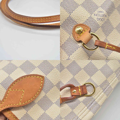 $2240 2010 Louis Vuitton Damier Azur Neverfull MM Rose Ballerine AR1120