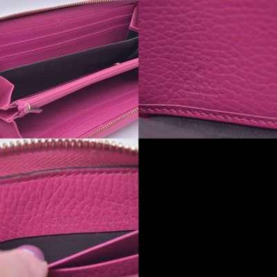 $800 Gucci Dollar Calfskin GG Marmont Zip Around Wallet Fuchsia CONSIGNMENT