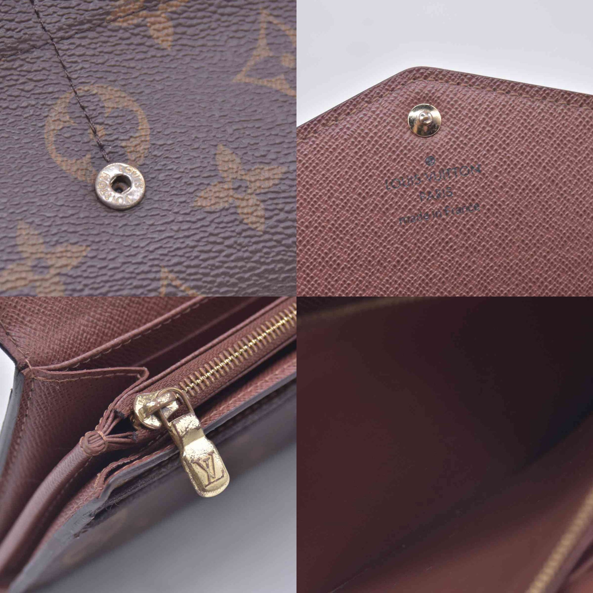 $790 LOUIS VUITTON Monogram Envelope Portefeuille Sarah Wallet Brown 10021369