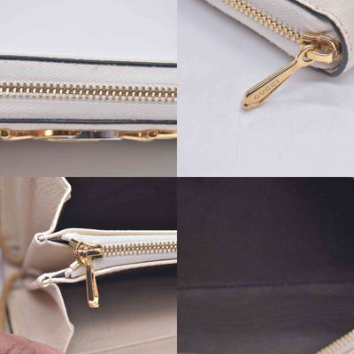 $890 GUCCI Calfskin Zumi Zip Around Wallet Off White CONSIGNMENT