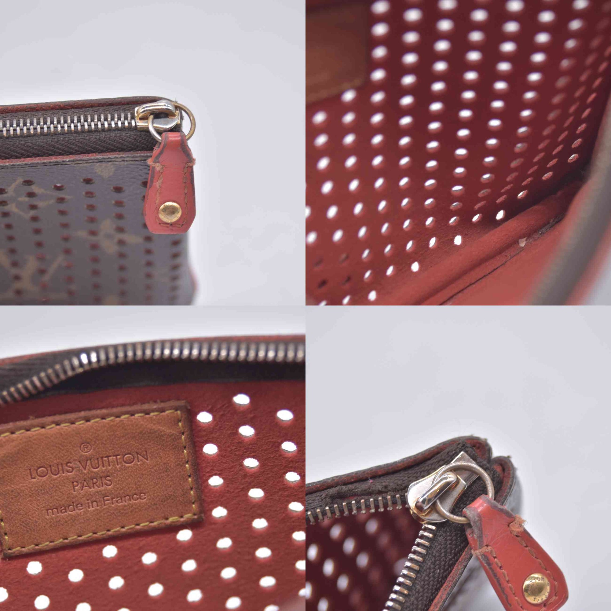 $530 Louis Vuitton Monogram Perforated Pochette Plat Orange