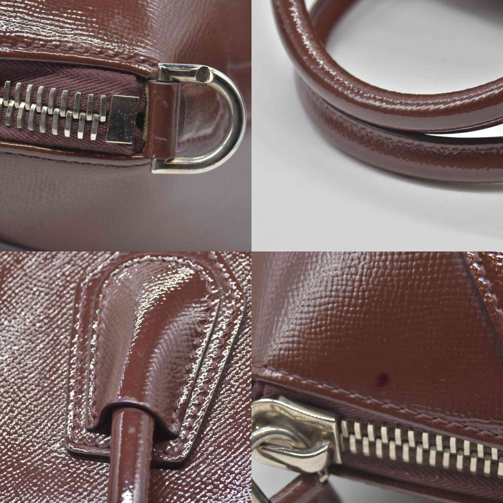 $2750 Givenchy Medium Antigona Satchel in Brown Glazed Patent Leather with Silver Hardware