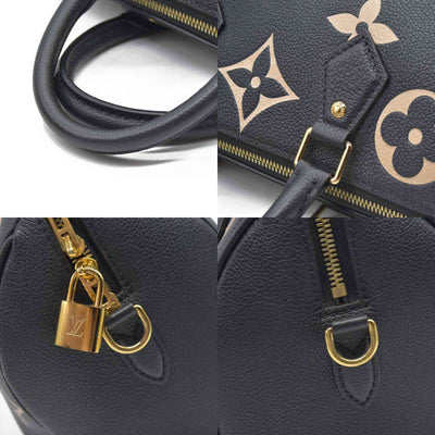 $3100 Louis Vuitton  Empreinte Monogram Giant Speedy Bandouliere 25 Black Beige