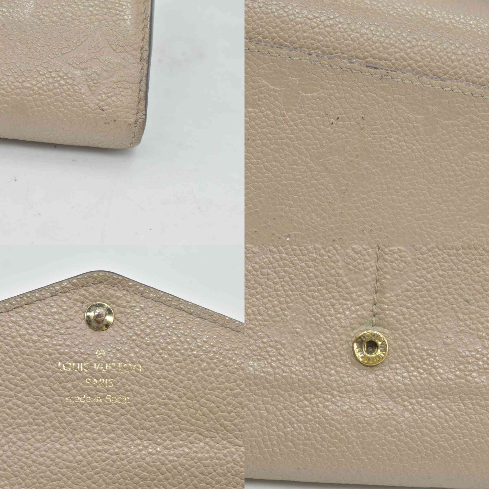 $1060 LOUIS VUITTON Portefeuille Sarah Monogram Empreinte Tourterelle Wallet