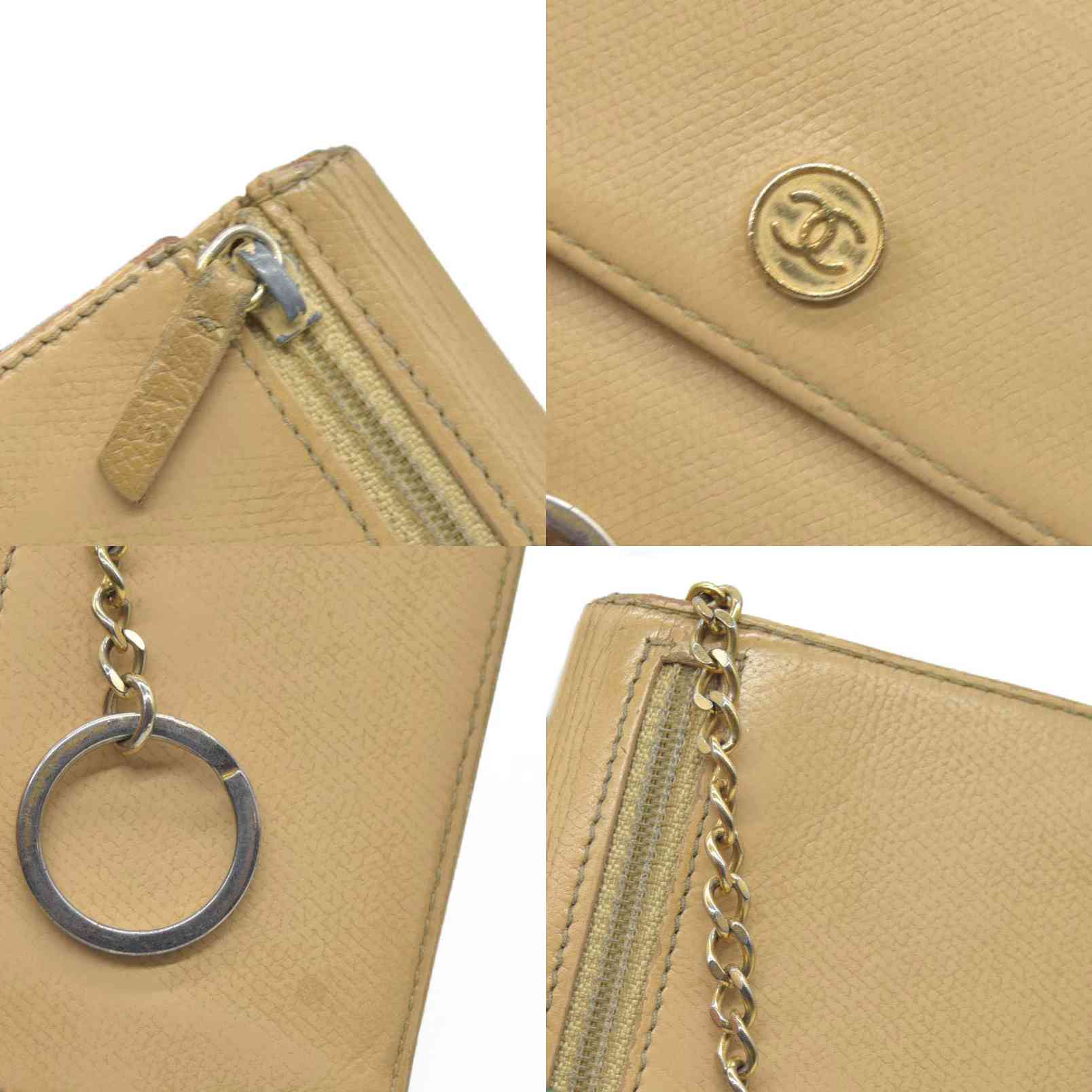 $875 Chanel Coco Button Coin Purse Beige