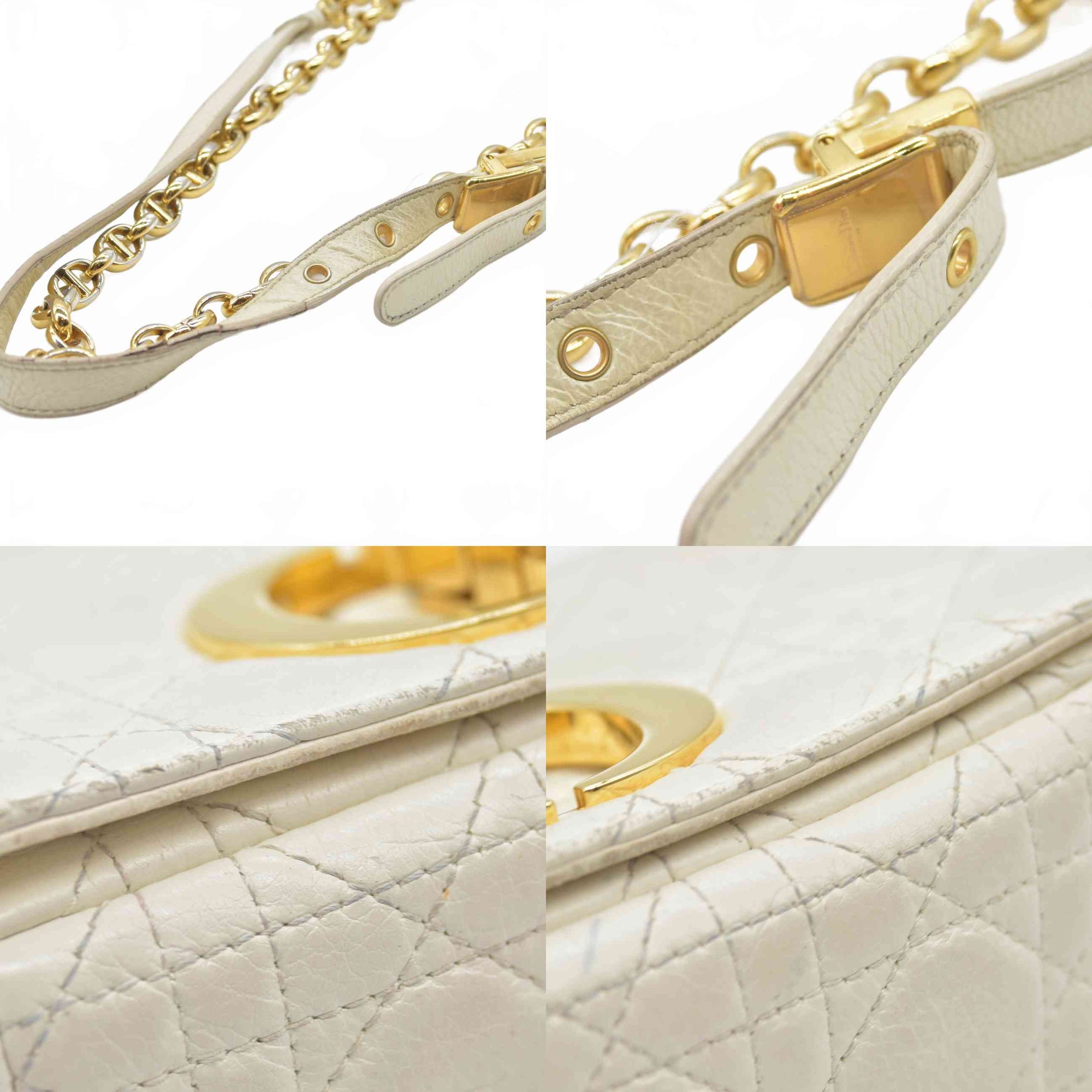 $4400 Christian Dior Lambskin Cannage Small Caro Bag Ivory