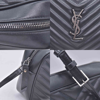 $1950 Saint Laurent Calfskin Matelasse Monogram Lou Camera Bag Black