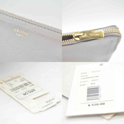$520 Celine Fluo Grey Beige Leather Bi-Color Clutch Pouch Bag CONSIGNMENT