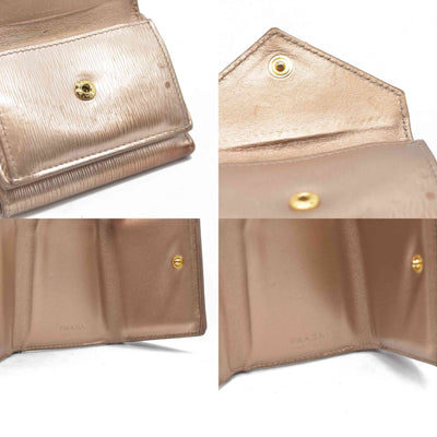 Prada Small Saffiano Vitello Move Leather Compact Wallet rose gold