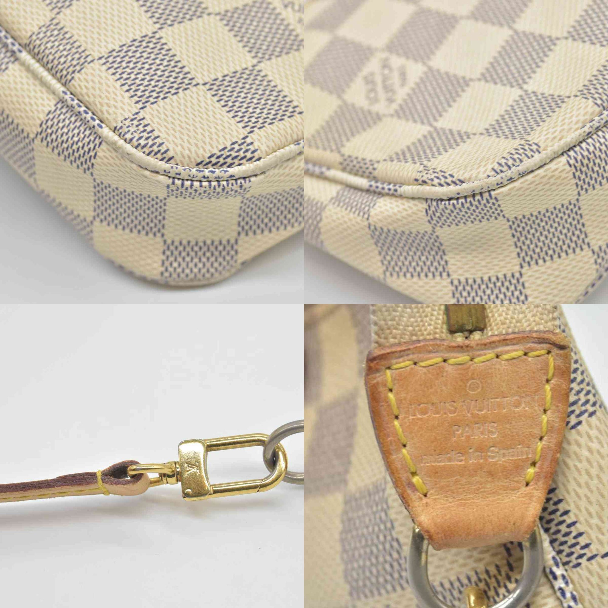 $1290 2012 Louis Vuitton Damier Azur Pochette Accessories NM CA4142