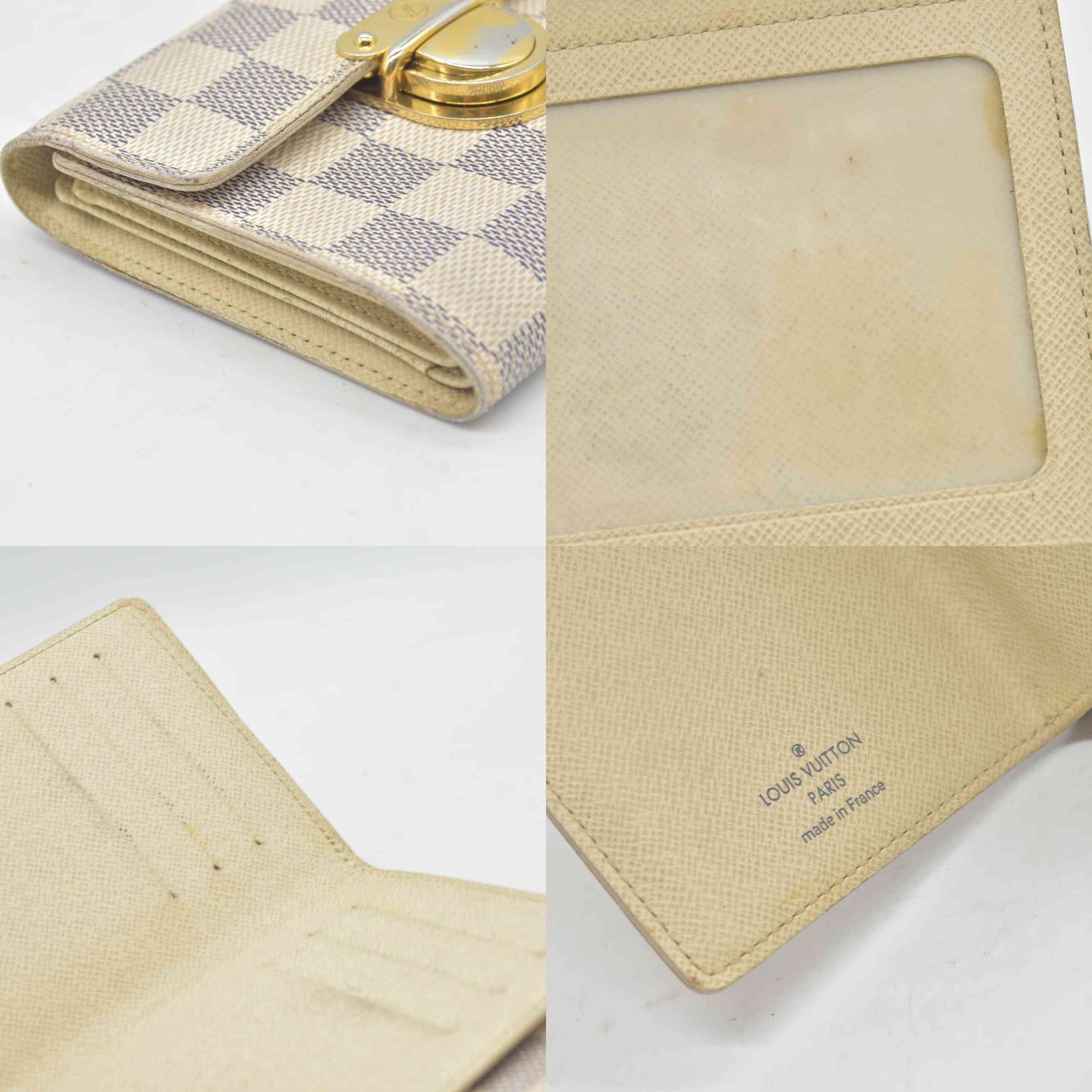 Louis Vuitton Damier Azur Porte Feiulle Koala Trifold Wallet White TH4059