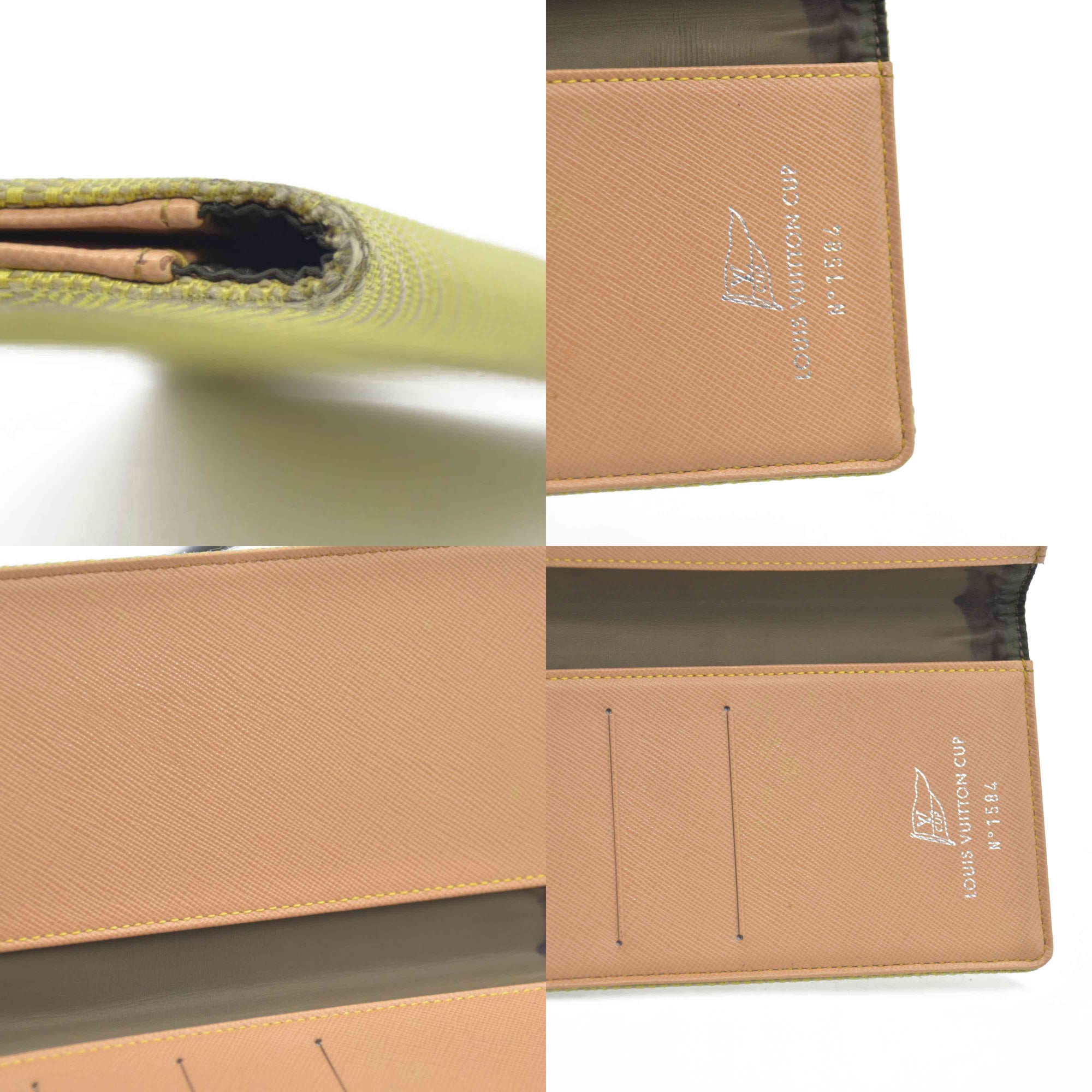 $510 Louis Vuitton  Damier Geant Americas Cup Card Holder Wallet Yellow