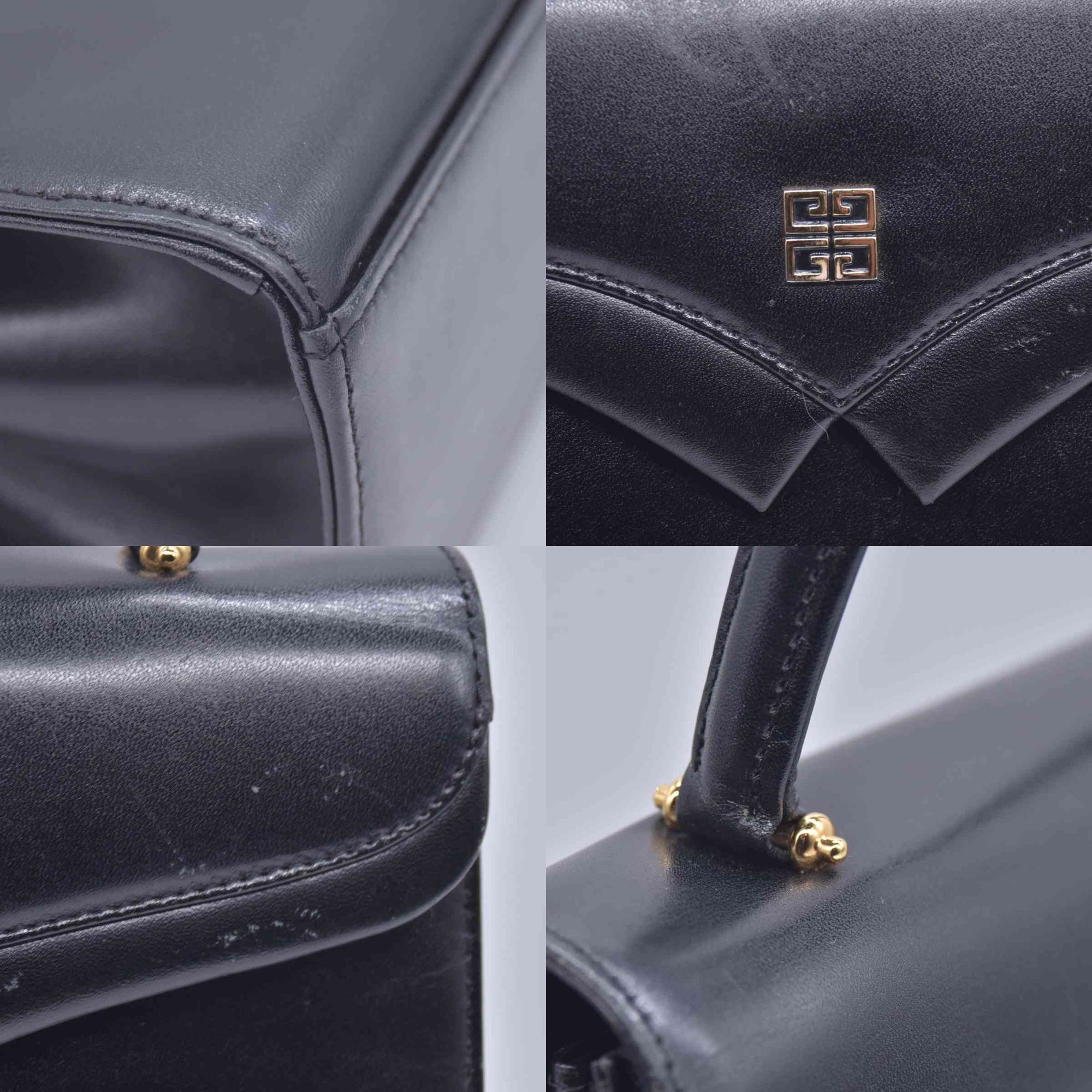 $1350 GIVENCHY Smooth Calfskin 4G Logo Flap Top Handle Bag Black CONSIGNMENT 10021220