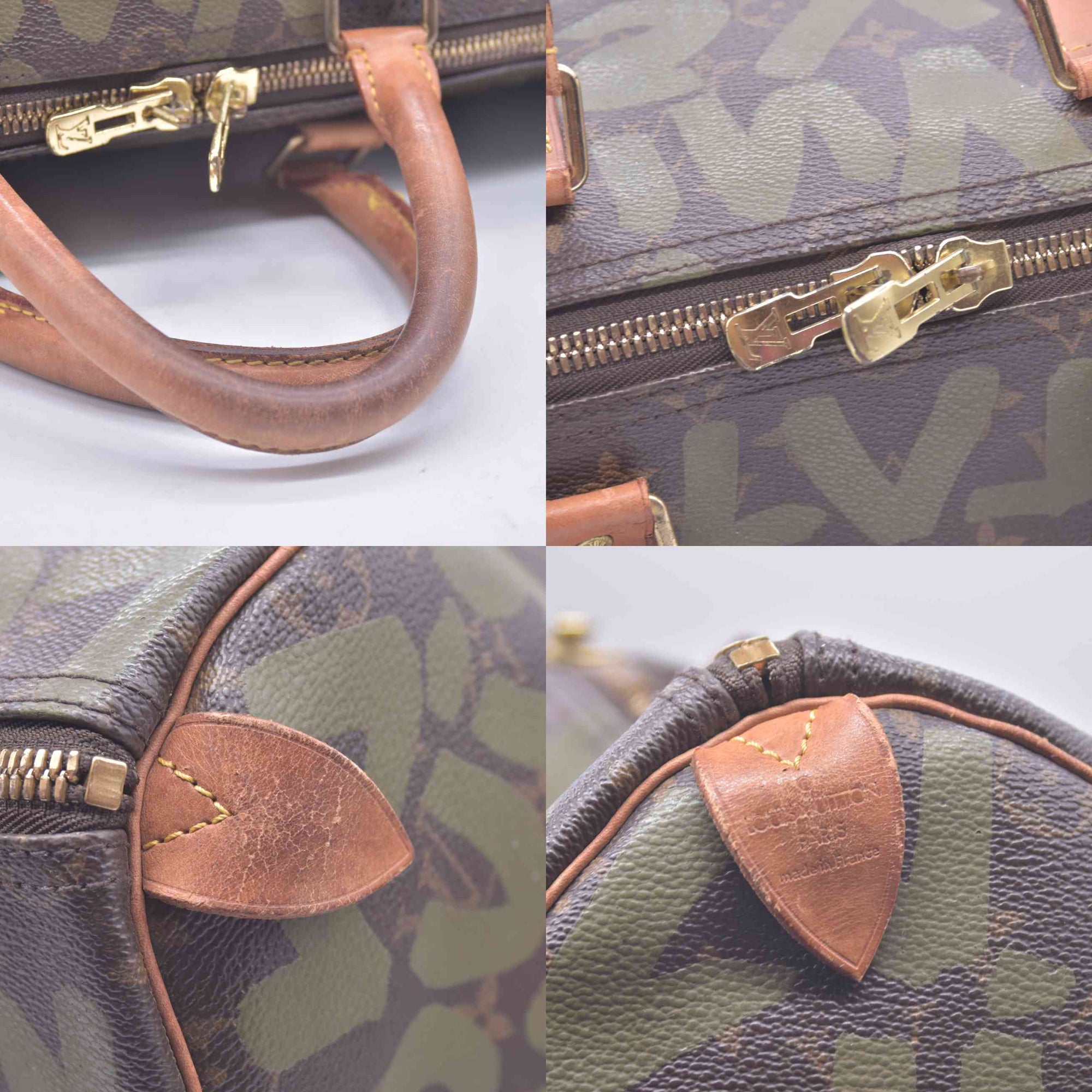 $3400 2001 Louis Vuitton Graffiti Keepall 50 Kaki FL0051