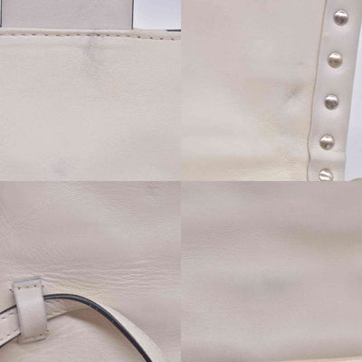 $2675 VALENTINO Lambskin Polka Dot Rockstud Candystud Shoulder Bag Light Ivory CONSIGNMENT 10021273