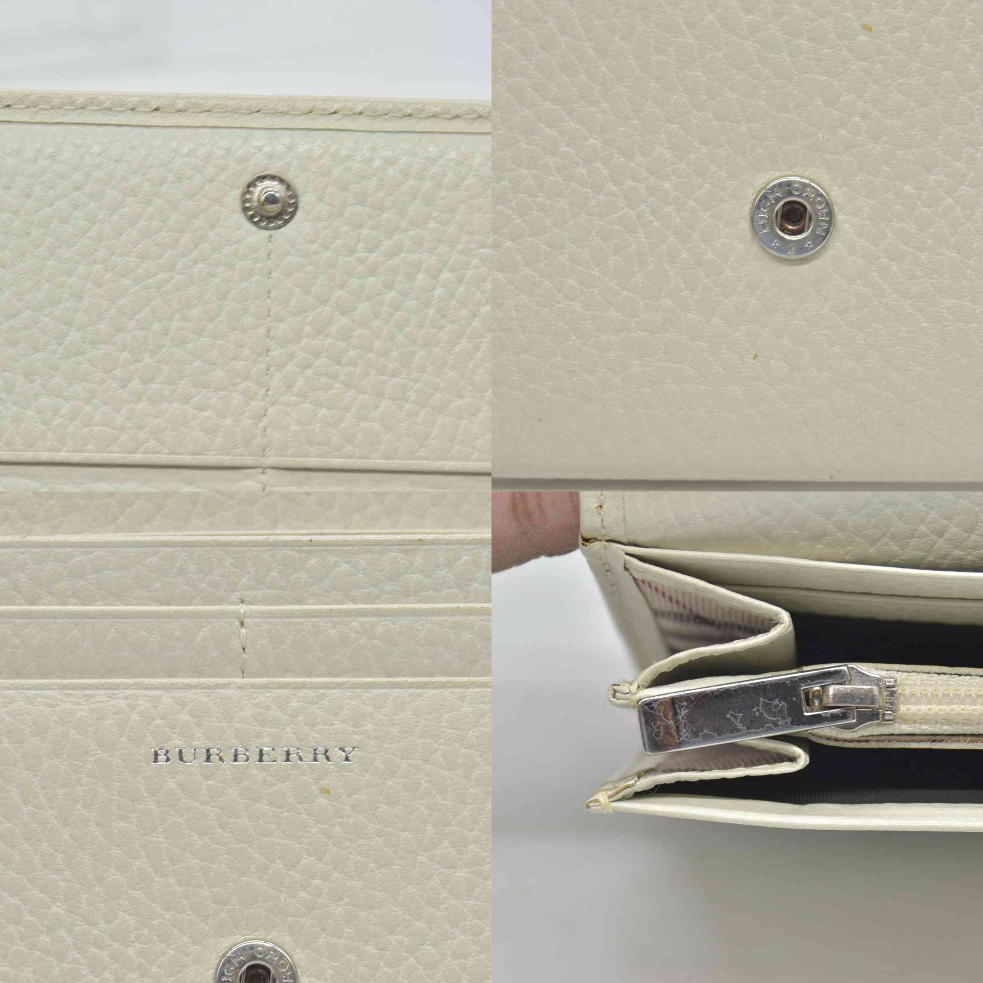 $720 BURBERRY Leather Long Bifold Wallet Purse Beige CONSIGNMENT
