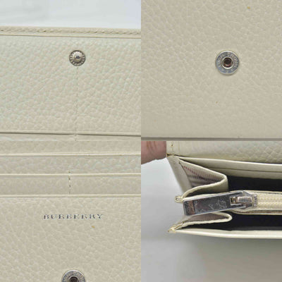 $720 BURBERRY Leather Long Bifold Wallet Purse Beige CONSIGNMENT