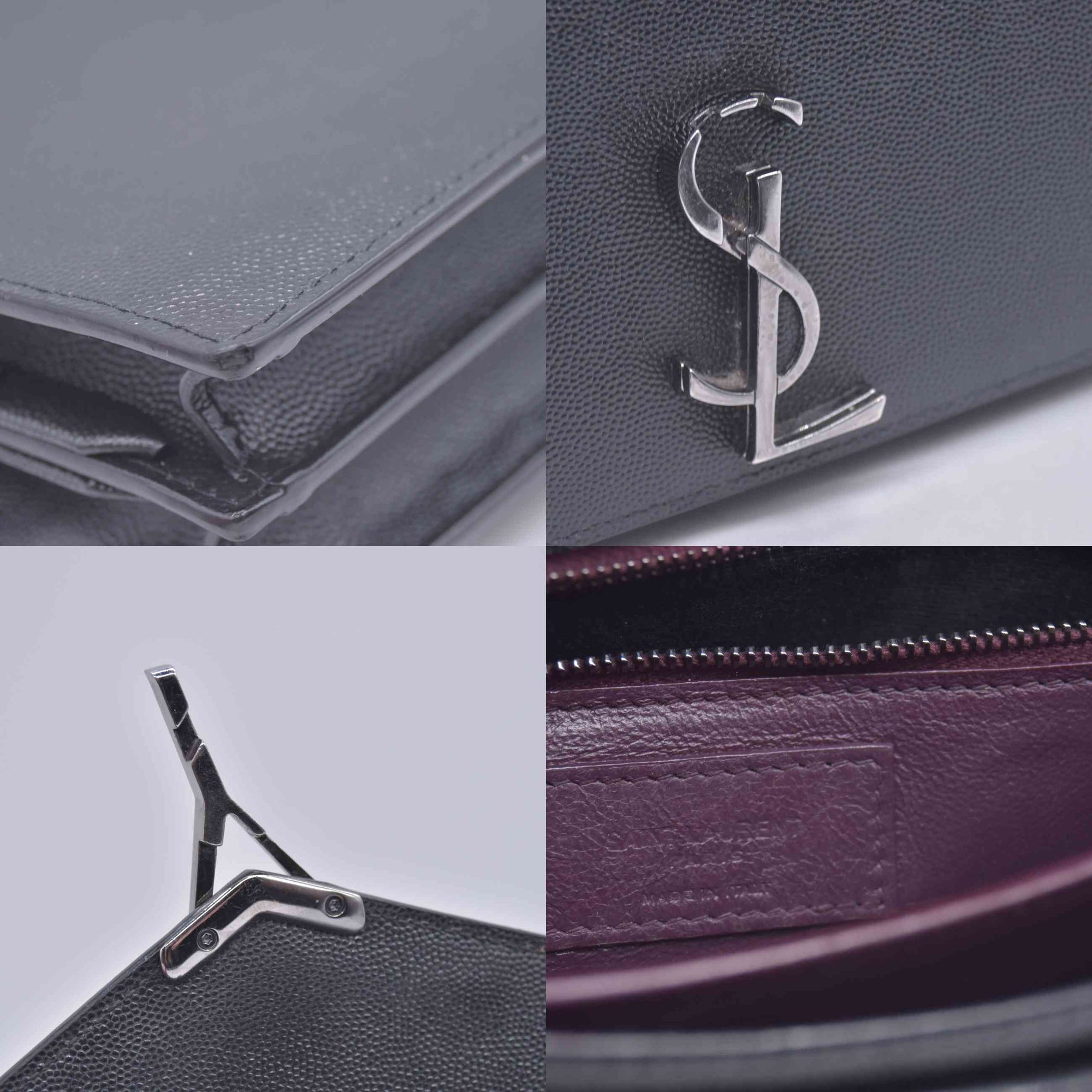 $2850 2019 SAINT LAURENT Grain De Poudre Monogram Cassandra Clasp Bag Black 10021090