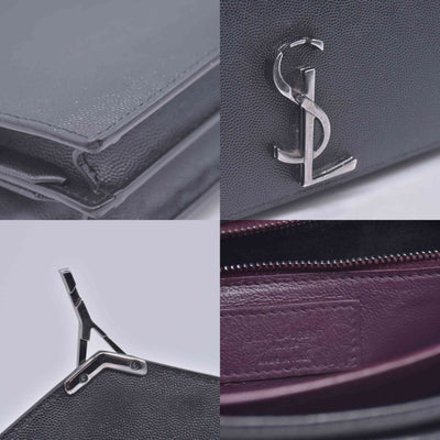 $2850 2019 SAINT LAURENT Grain De Poudre Monogram Cassandra Clasp Bag Black 10021090