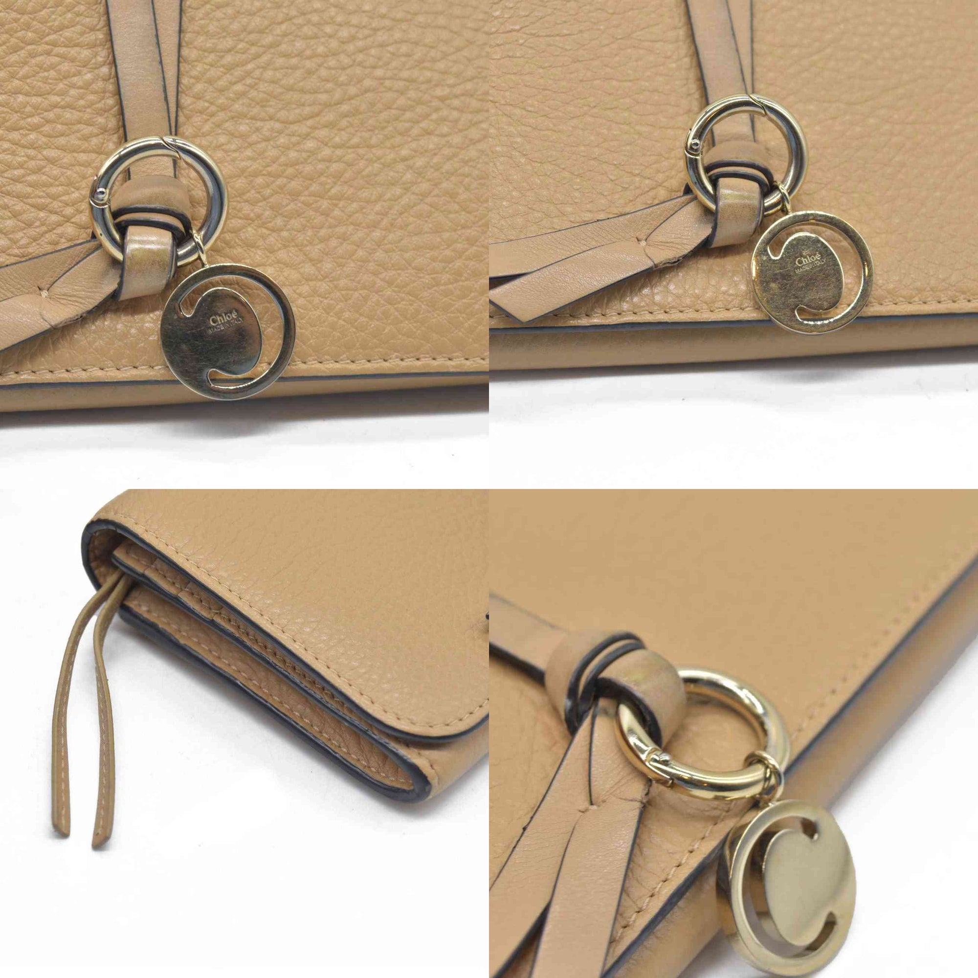 $495 Chloe Alphabet Leather Bifold Long Wallet