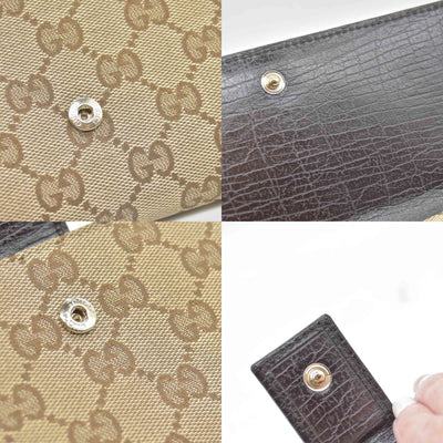 $425 Gucci Beige Ebony GG Canvas Hasler Continental Wallet CONSIGNMENT