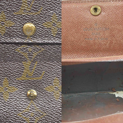 $435 Louis Vuitton Monogram Porte Monnaie Plat Coin Purse Wallet Brown MI1802