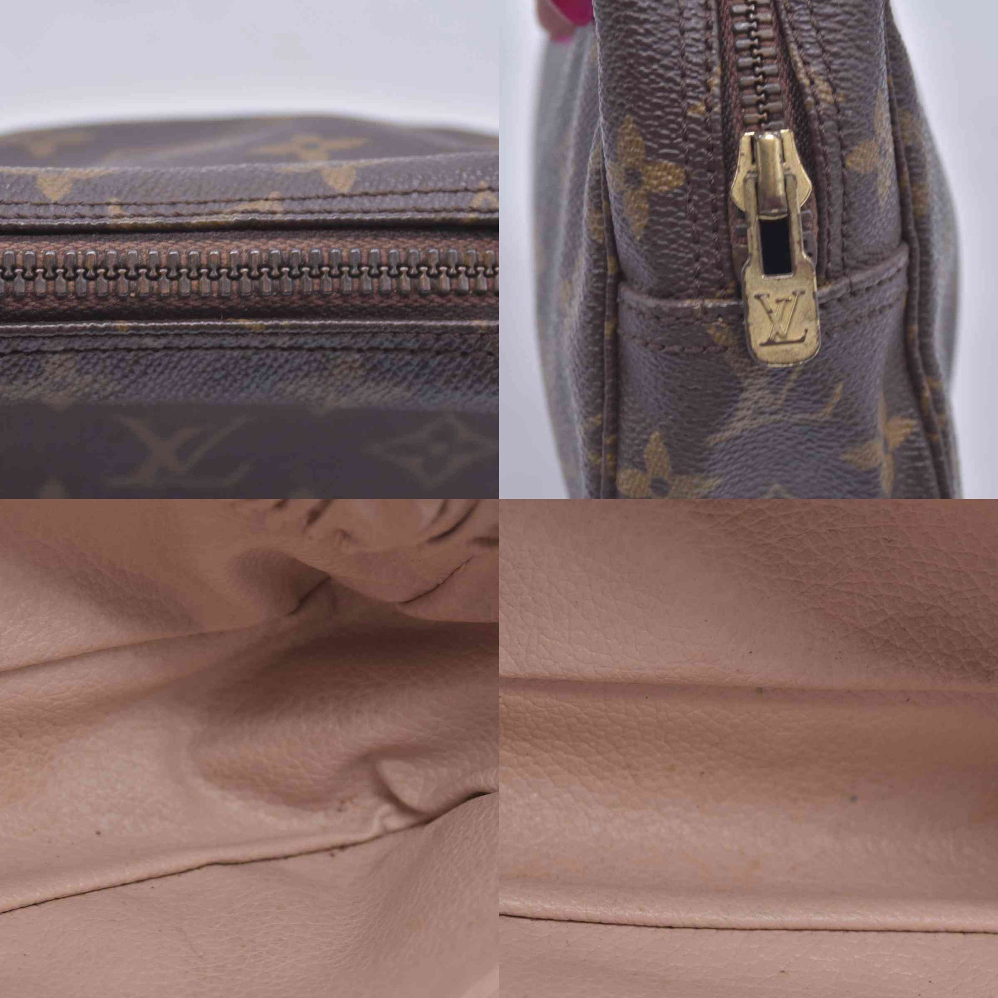 $520 1985 LOUIS VUITTON Monogram Trousse Toilette 23 Cosmetic Pouch Brown 855 CONSIGNMENT
