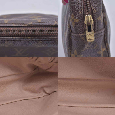 $520 1985 LOUIS VUITTON Monogram Trousse Toilette 23 Cosmetic Pouch Brown 855 CONSIGNMENT