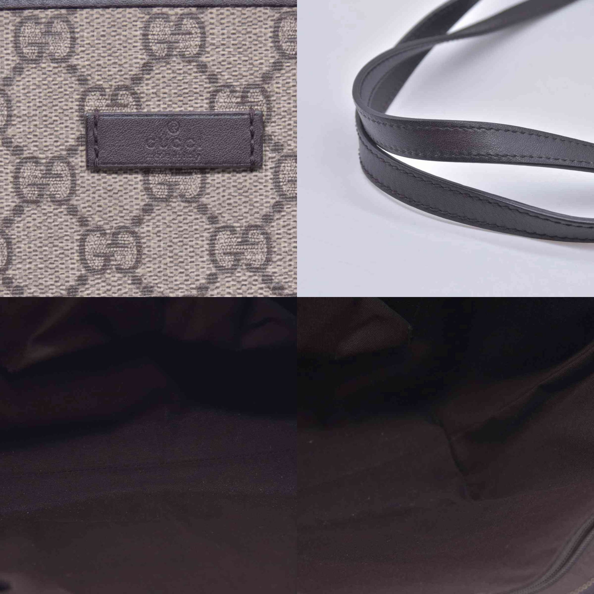 $1350 Gucci GG Supreme Monogram Medium Zippered Tote Dark Brown CONSIGNMENT 10021244
