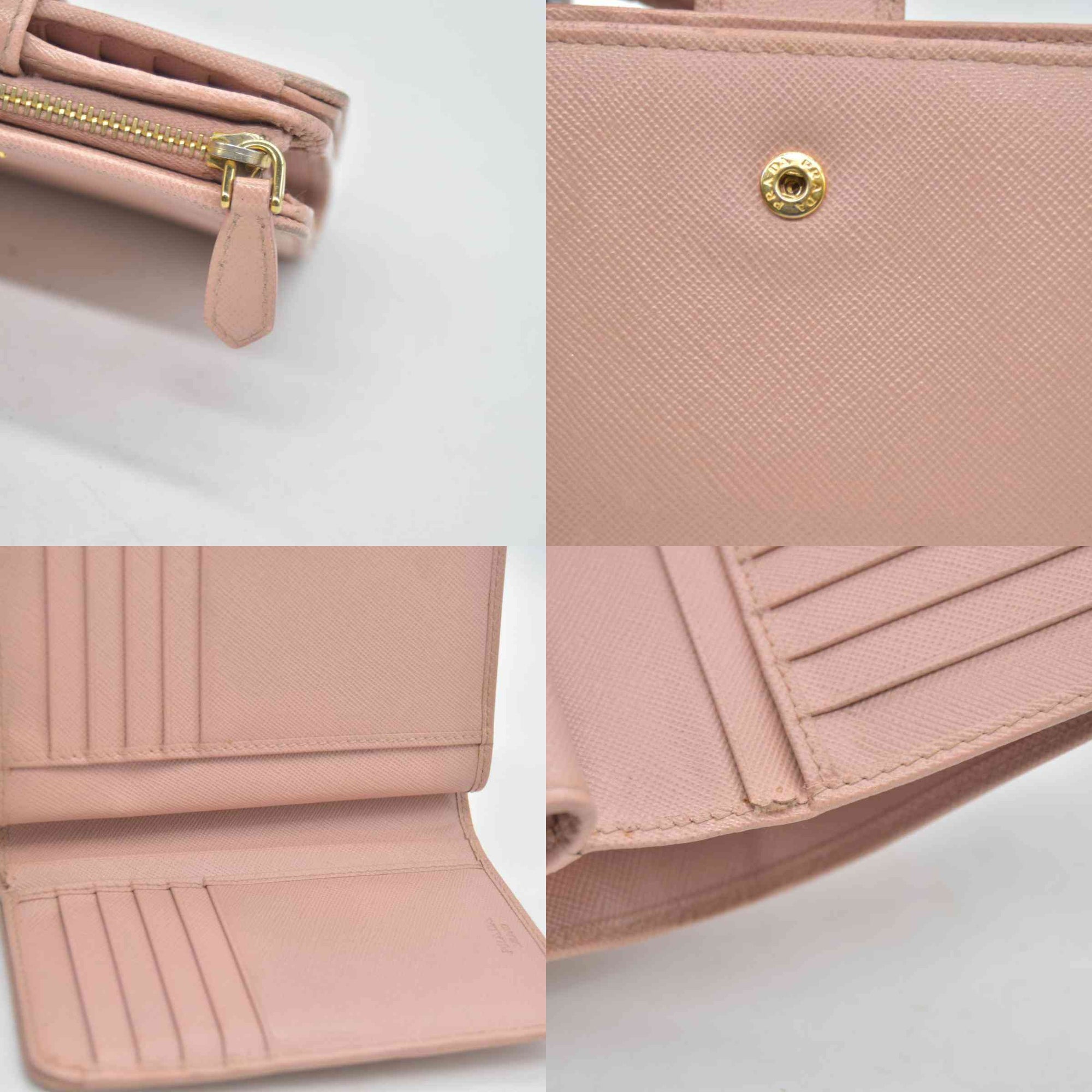 $650 PRADA Saffiano Compact Wallet Pink CONSIGNMENT