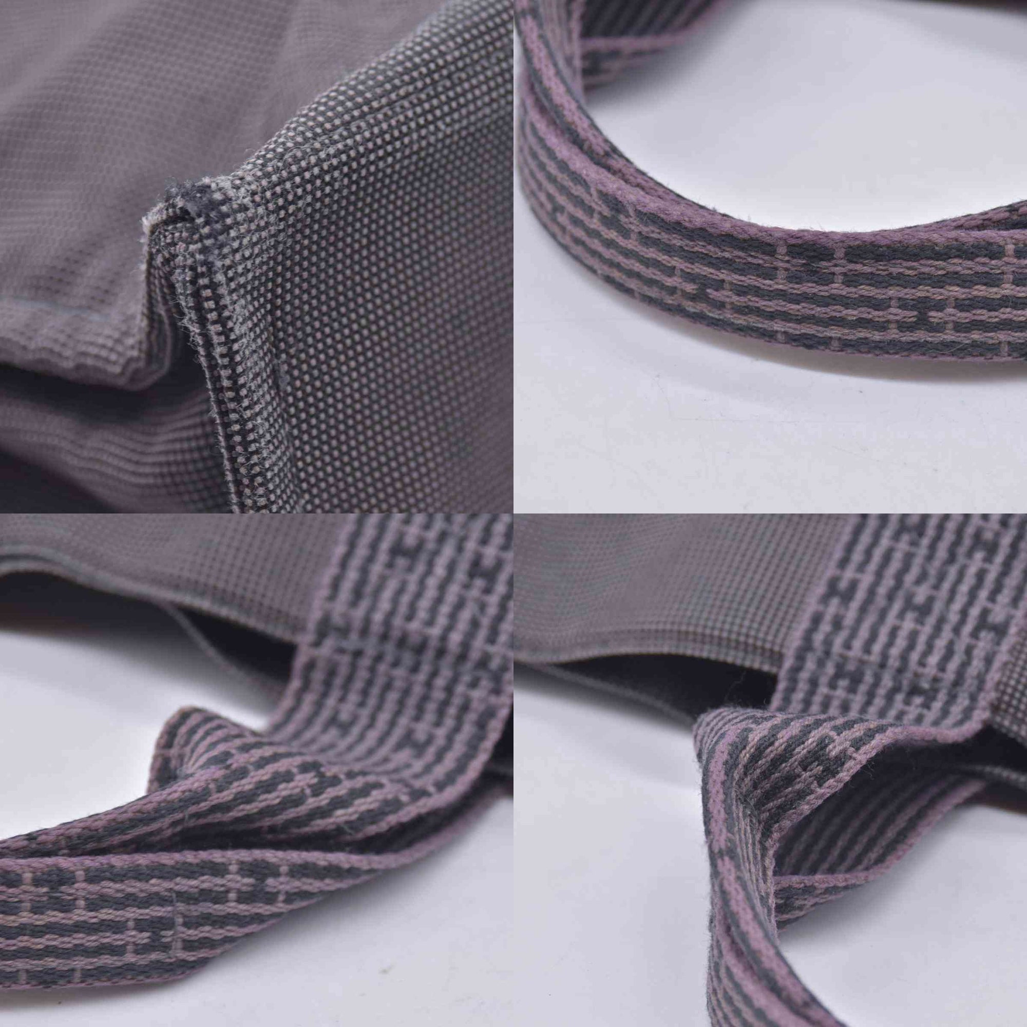 $850 HERMES Toile Herline Tote MM Grey CONSIGNMENT 10021184
