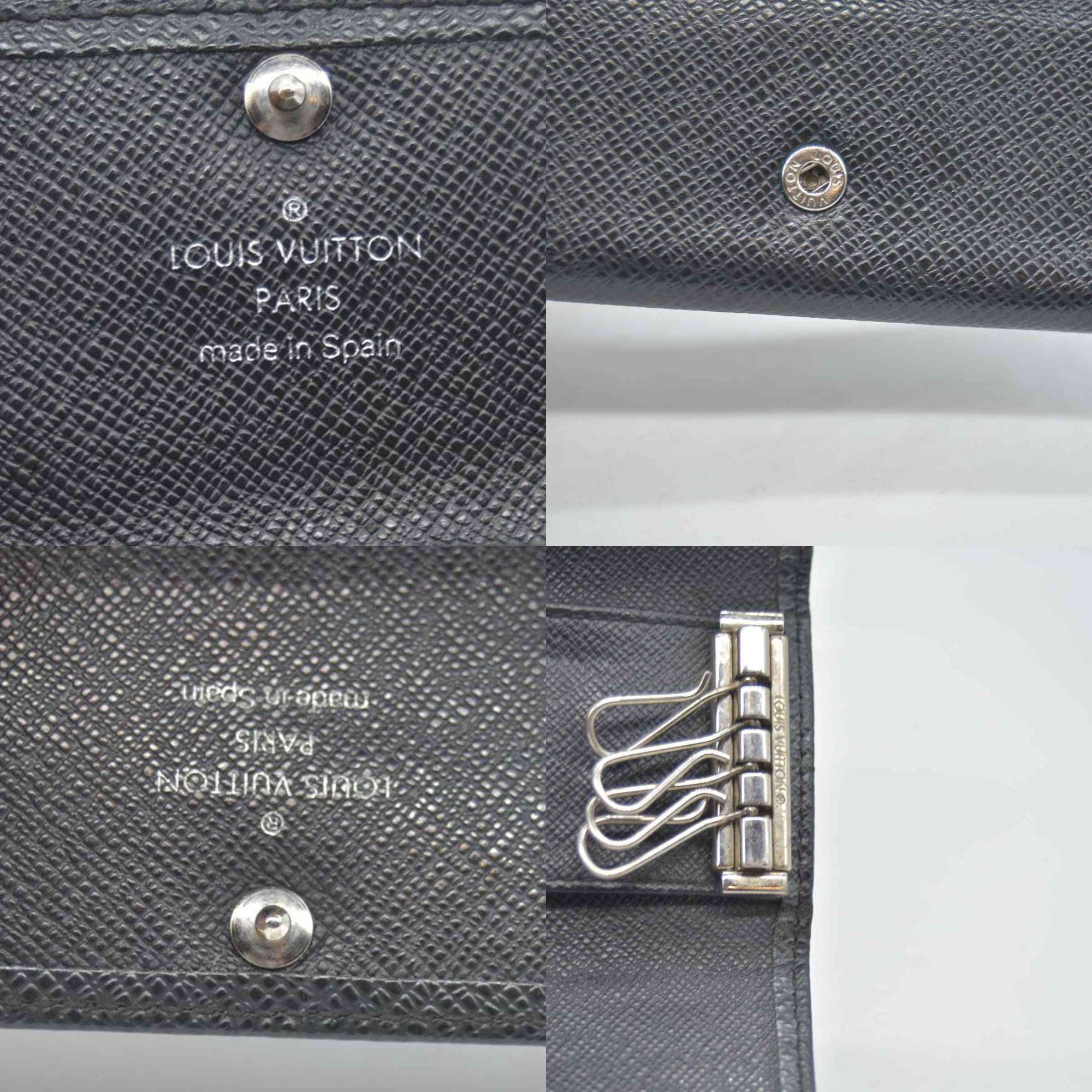$295 LOUIS VUITTON Taiga 4 Key Multicles Key Holder Black CONSIGNMENT