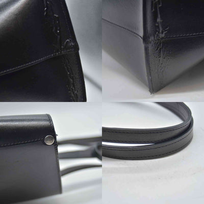 $1600 2018 Saint Laurent Vintage Calfskin Perforated East West Shopping Tote Black 10020170