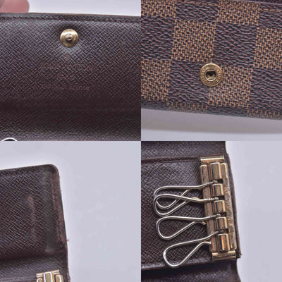 $345 LOUIS VUITTON Damier Ebene 4 Key Holder Brown CONSIGNMENT 10021597