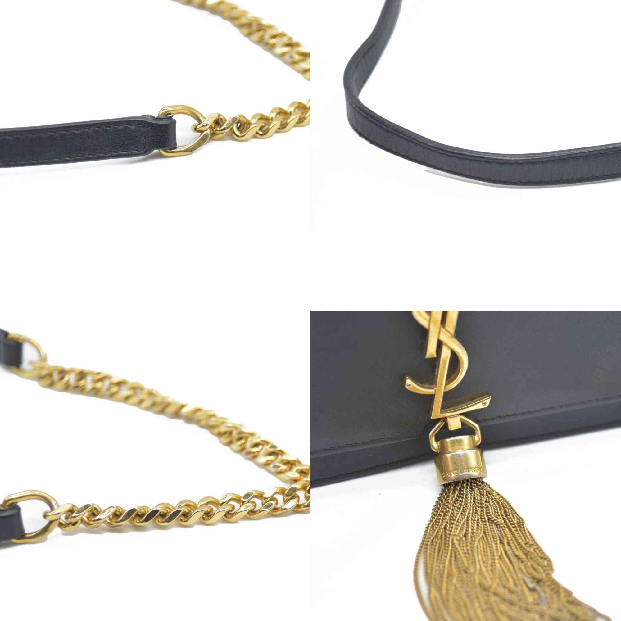 AUCTION $2400 Saint Laurent  Grain De Poudre Medium Classic Monogram Kate Tassel Satchel Black