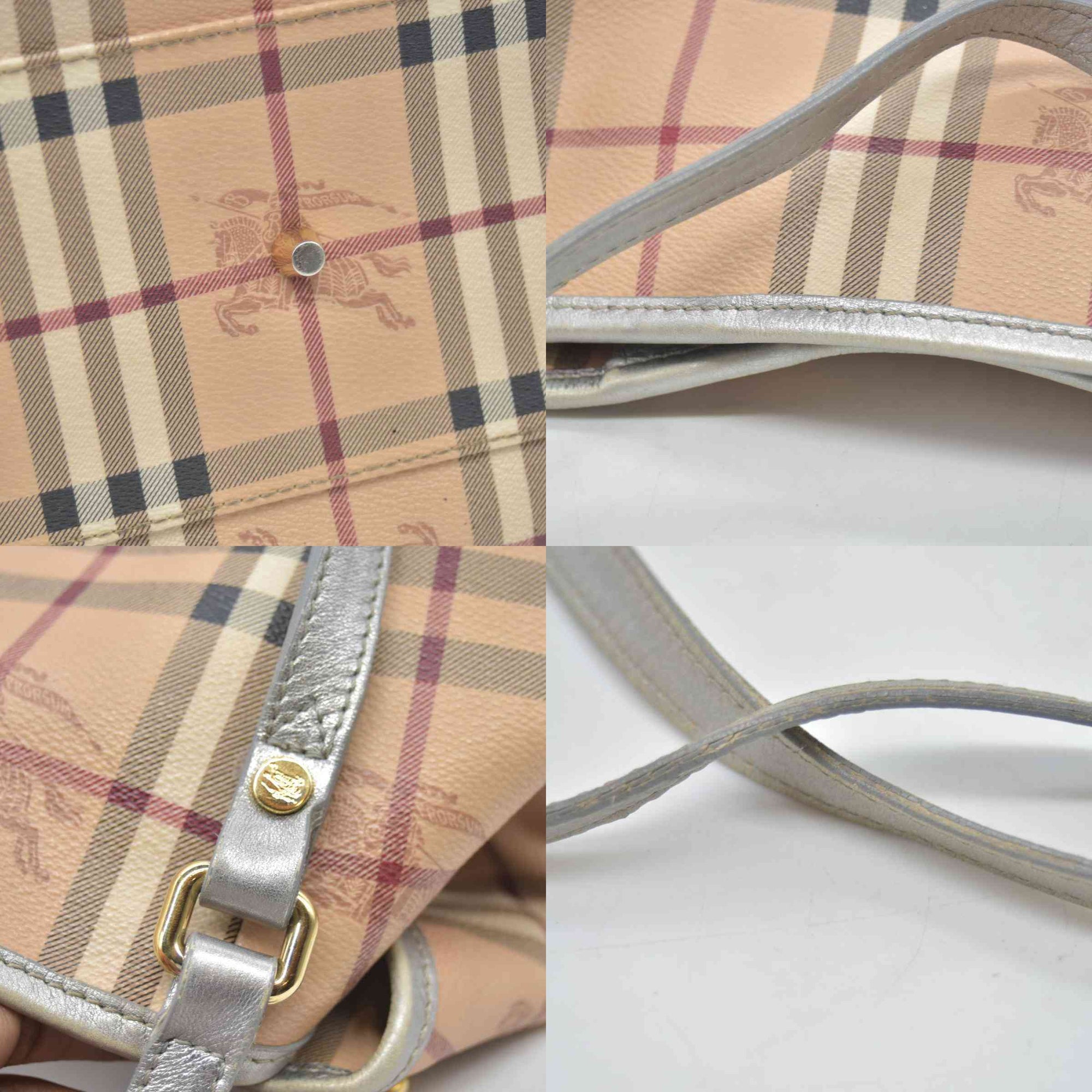 $895 Burberry Haymarket Check Small Canterbury Tote Silver