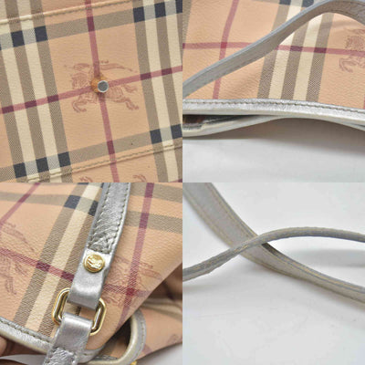 $895 Burberry Haymarket Check Small Canterbury Tote Silver