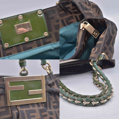 $1435 Fendi Zucca Patent Mia Tote Tobacco CONSIGNMENT