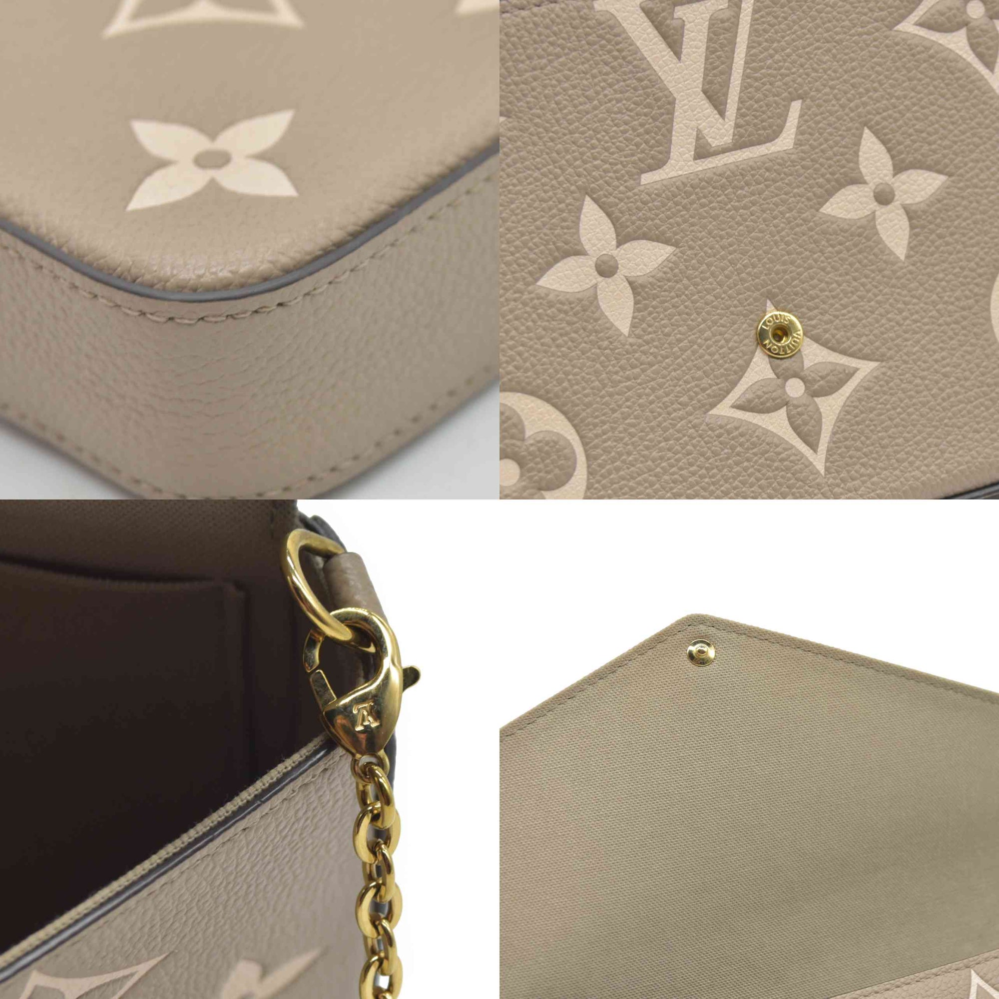 $1890 Louis Vuitton Empreinte Monogram Giant Felicie Pochette Tourterelle Creme