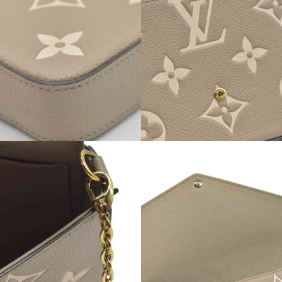 $1890 Louis Vuitton Empreinte Monogram Giant Felicie Pochette Tourterelle Creme