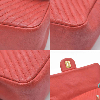 $4450 Chanel Calfskin Surpique Chevron Medium Flap 2016