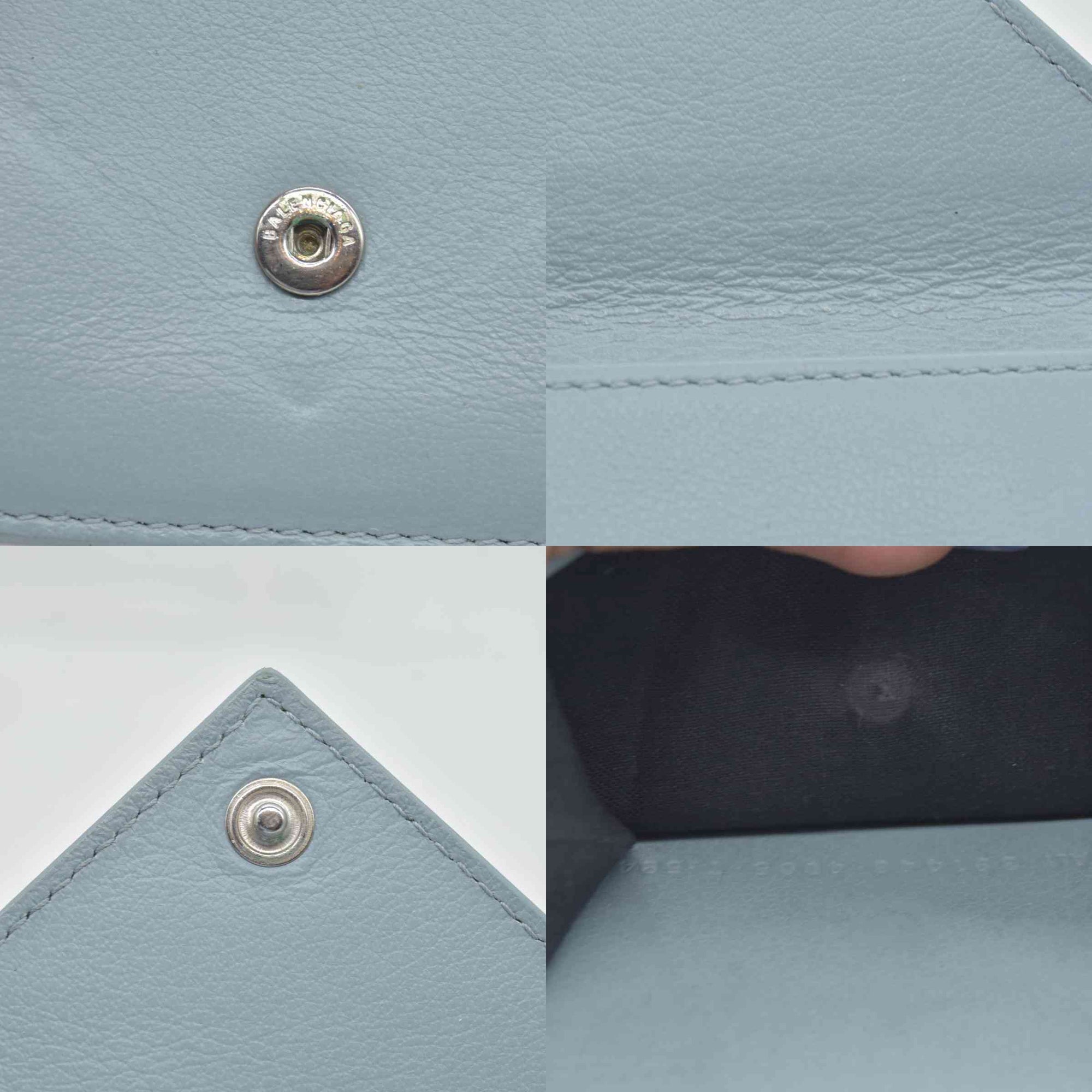 Balenciaga Leather Compact Wallet Blue CONSIGNMENT