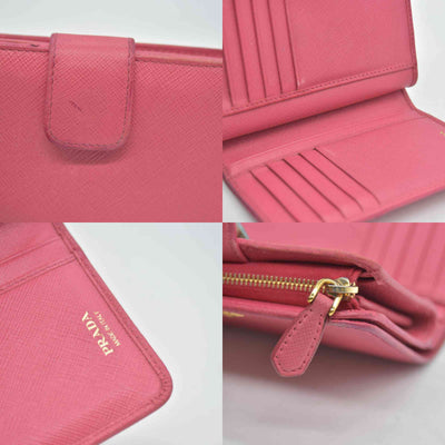 $650 PRADA Saffiano Compact Wallet Pink CONSIGNMENT