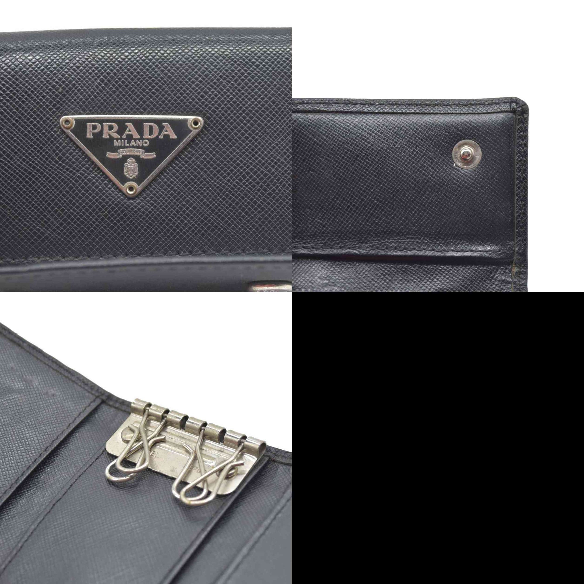 Prada Prada Black Saffiano Leather Key Case Holder