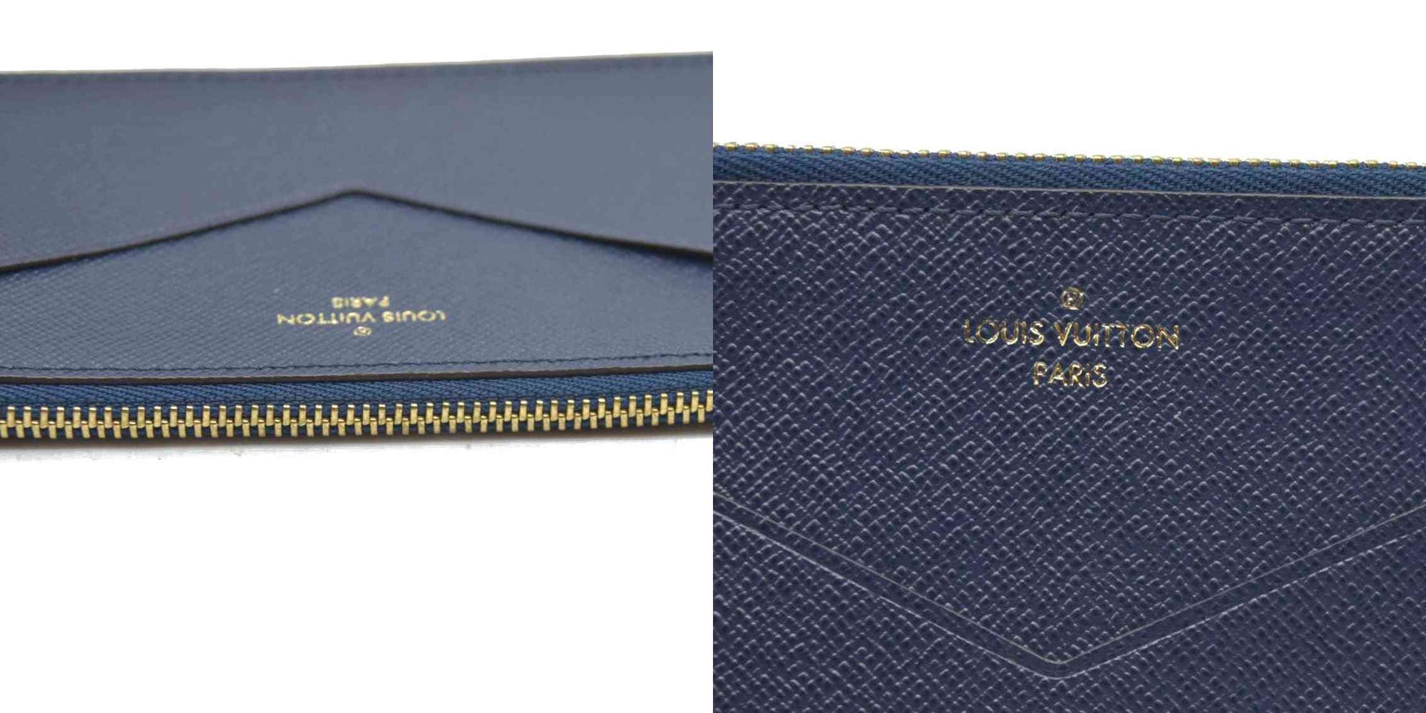 Louis Vuitton  Calfskin Jeanne Wallet Zippered Insert Dark Blue