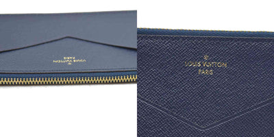 Louis Vuitton  Calfskin Jeanne Wallet Zippered Insert Dark Blue