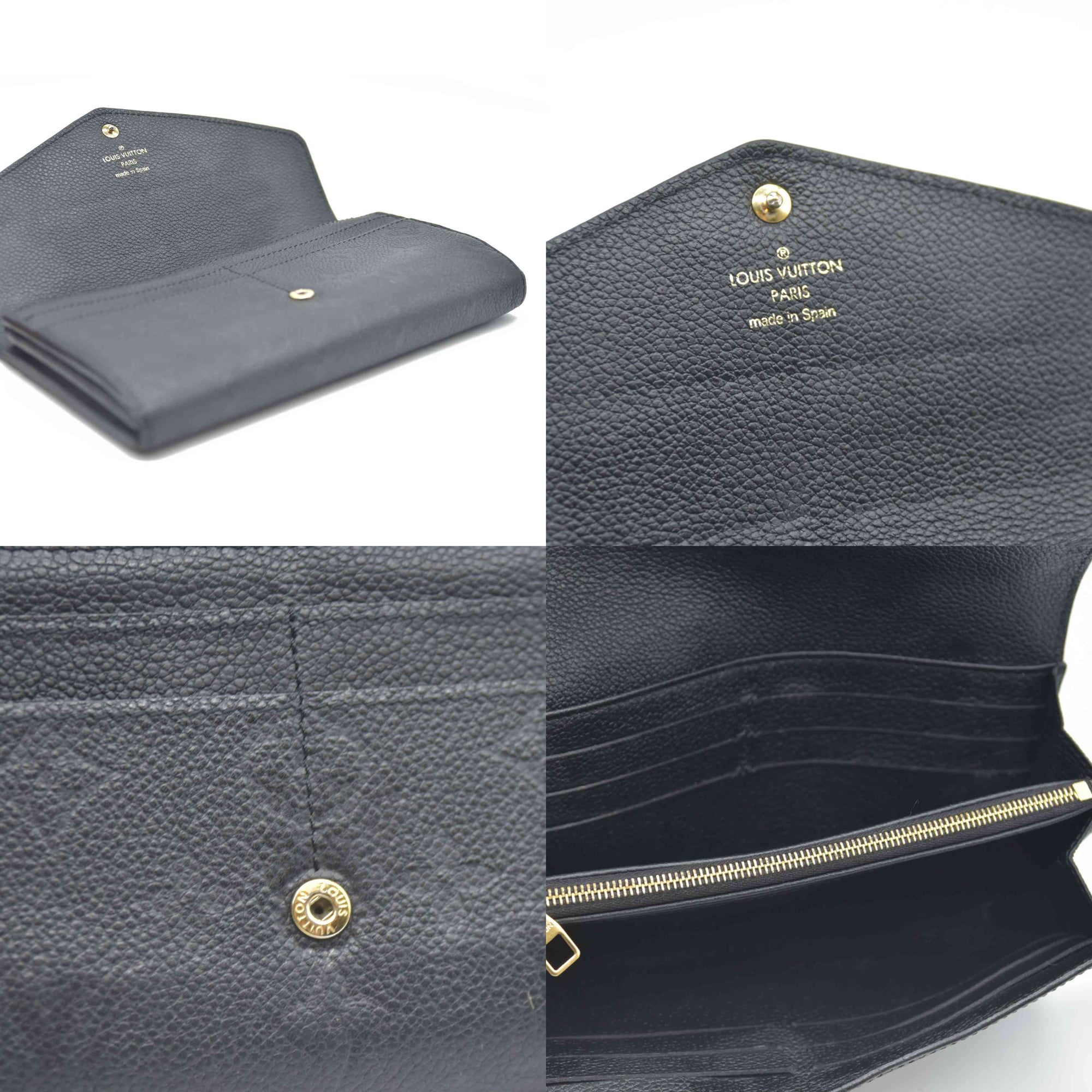 $950 Louis Vuitton  Empreinte Sarah Wallet NM Black 2017 CA1167